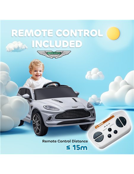 AIYAPLAY Aston Martin DBX Licensed Battery Powered Kids Electric Car, 12V Kids Ride on Car w/ Lights, Music Horn, Grey - pic 124180 | FastDaddyshop