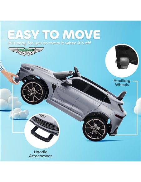 AIYAPLAY Aston Martin DBX Licensed Battery Powered Kids Electric Car, 12V Kids Ride on Car w/ Lights, Music Horn, Grey - pic 124181 | FastDaddyshop