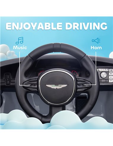 AIYAPLAY Aston Martin DBX Licensed Battery Powered Kids Electric Car, 12V Kids Ride on Car w/ Lights, Music Horn, Grey