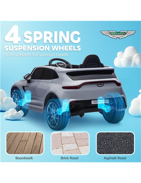 AIYAPLAY Aston Martin DBX Licensed Battery Powered Kids Electric Car, 12V Kids Ride on Car w/ Lights, Music Horn, Grey - pic 124183 | FastDaddyshop