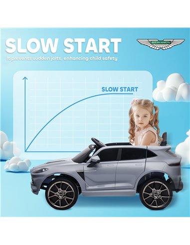 AIYAPLAY Aston Martin DBX Licensed Battery Powered Kids Electric Car, 12V Kids Ride on Car w/ Lights, Music Horn, Grey