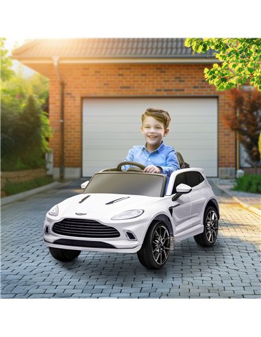 AIYAPLAY Aston Martin DBX Licensed Battery Powered Kids Electric Car, 12V Kids Ride on Car w/ Lights, Music Horn, White