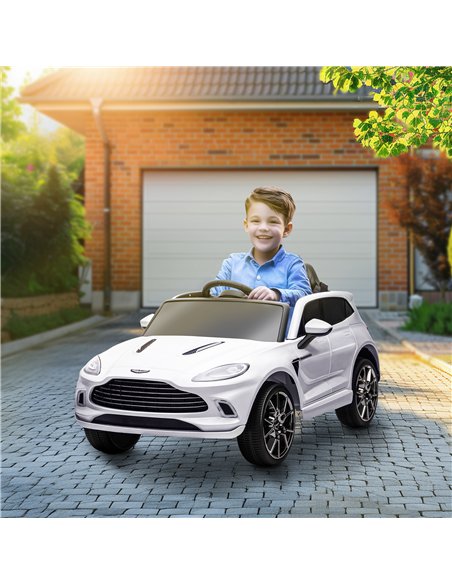 AIYAPLAY Aston Martin DBX Licensed Battery Powered Kids Electric Car, 12V Kids Ride on Car w/ Lights, Music Horn, White - pic 124186 | FastDaddyshop