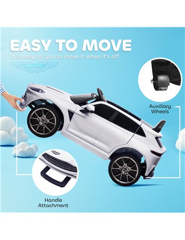 AIYAPLAY Aston Martin DBX Licensed Battery Powered Kids Electric Car, 12V Kids Ride on Car w/ Lights, Music Horn, White