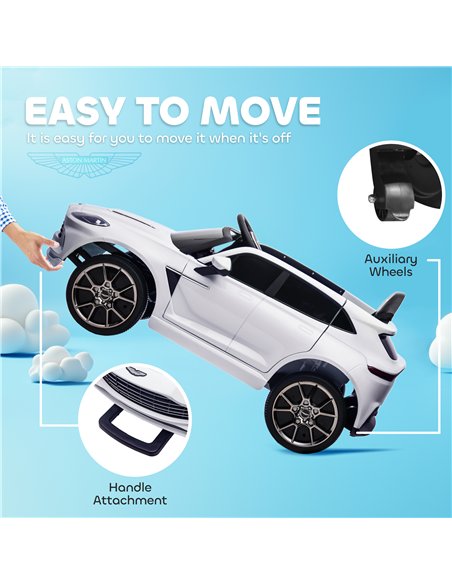AIYAPLAY Aston Martin DBX Licensed Battery Powered Kids Electric Car, 12V Kids Ride on Car w/ Lights, Music Horn, White - pic 124190 | FastDaddyshop