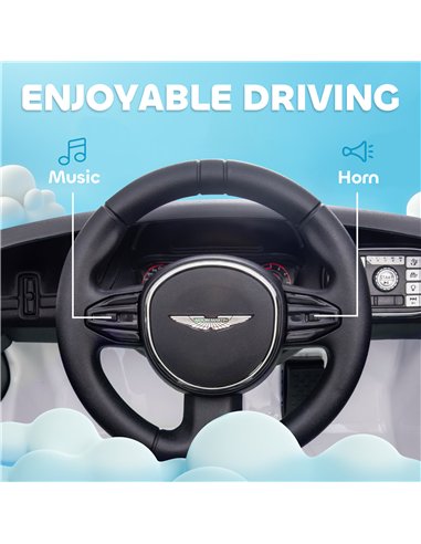AIYAPLAY Aston Martin DBX Licensed Battery Powered Kids Electric Car, 12V Kids Ride on Car w/ Lights, Music Horn, White