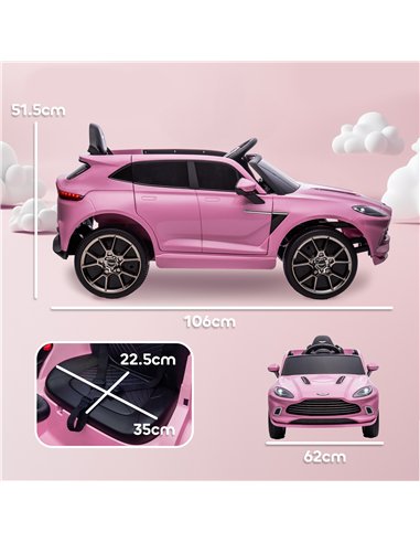 AIYAPLAY Aston Martin DBX Licensed Battery Powered Kids Electric Car, 12V Kids Ride on Car w/ Lights, Music Horn, Pink