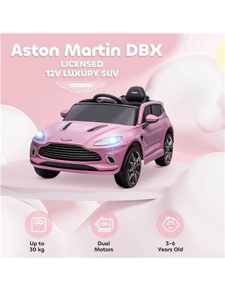AIYAPLAY Aston Martin DBX Licensed Battery Powered Kids Electric Car, 12V Kids Ride on Car w/ Lights, Music Horn, Pink - pic 124197 | FastDaddyshop