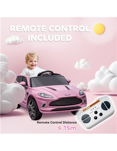 AIYAPLAY Aston Martin DBX Licensed Battery Powered Kids Electric Car, 12V Kids Ride on Car w/ Lights, Music Horn, Pink