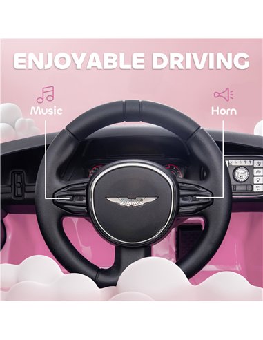AIYAPLAY Aston Martin DBX Licensed Battery Powered Kids Electric Car, 12V Kids Ride on Car w/ Lights, Music Horn, Pink