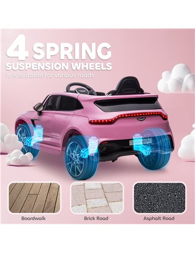 AIYAPLAY Aston Martin DBX Licensed Battery Powered Kids Electric Car, 12V Kids Ride on Car w/ Lights, Music Horn, Pink