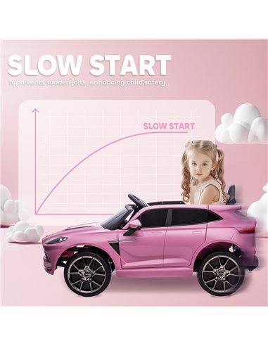 AIYAPLAY Aston Martin DBX Licensed Battery Powered Kids Electric Car, 12V Kids Ride on Car w/ Lights, Music Horn, Pink