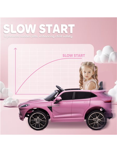 AIYAPLAY Aston Martin DBX Licensed Battery Powered Kids Electric Car, 12V Kids Ride on Car w/ Lights, Music Horn, Pink - pic 124202 | FastDaddyshop