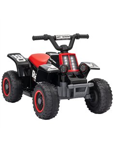 AIYAPLAY 6V Electric Quad Bike for Kids, Ride On ATV w/ Forward Backward, Headlights, for 18-36 Months, Black and Red