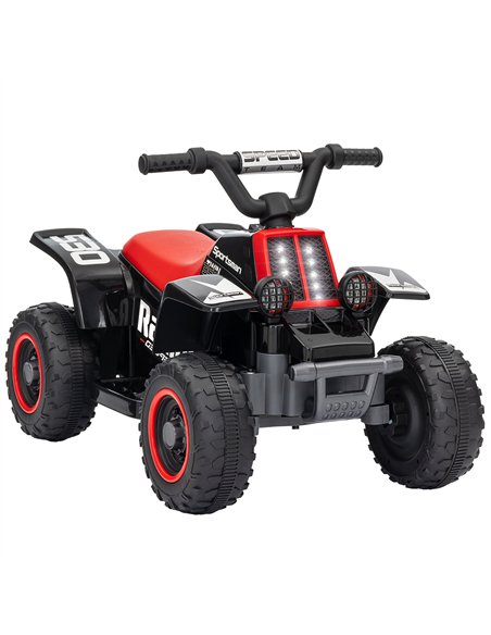 AIYAPLAY 6V Electric Quad Bike for Kids, Ride On ATV w/ Forward Backward, Headlights, for 18-36 Months, Black and Red - pic 124203 | FastDaddyshop