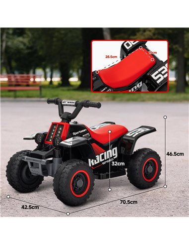 AIYAPLAY 6V Electric Quad Bike for Kids, Ride On ATV w/ Forward Backward, Headlights, for 18-36 Months, Black and Red