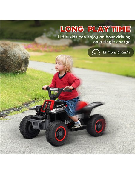 AIYAPLAY 6V Electric Quad Bike for Kids, Ride On ATV w/ Forward Backward, Headlights, for 18-36 Months, Black and Red - pic 124207 | FastDaddyshop