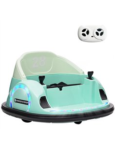 AIYAPLAY 360° Rotation Kids Bumper Car, 12V Waltz Car with Remote Control, Dual Joystick, Music, Lights, Green