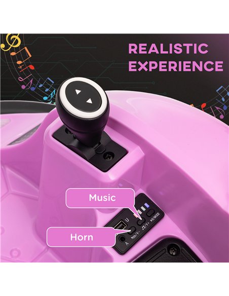 AIYAPLAY 360° Rotation Kids Bumper Car, 12V Waltz Car with Remote Control, Dual Joystick, Music, Lights, Pink - pic 124225 | FastDaddyshop