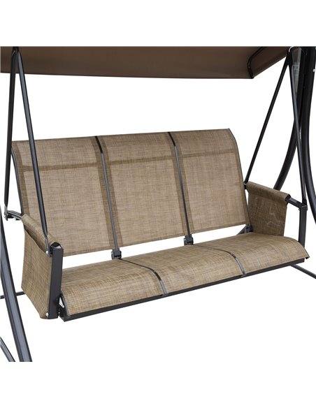 Outsunny 3 Person Outdoor Patio Porch Swing Chair with High Back Design, Side Pouches and Adjustable Canopy, Brown - pic 12423 | FastDaddyshop