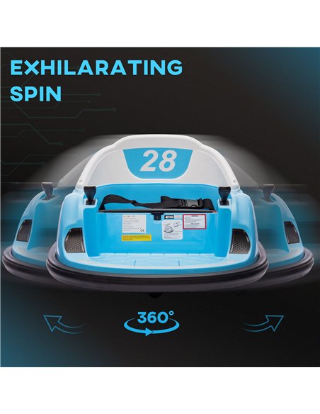 AIYAPLAY 360° Rotation Kids Bumper Car, 12V Waltz Car with Remote Control, Dual Joystick, Music, Lights, Light Blue - pic 124233 | FastDaddyshop