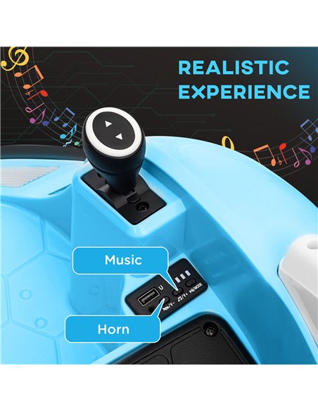 AIYAPLAY 360° Rotation Kids Bumper Car, 12V Waltz Car with Remote Control, Dual Joystick, Music, Lights, Light Blue - pic 124234 | FastDaddyshop