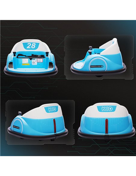 AIYAPLAY 360° Rotation Kids Bumper Car, 12V Waltz Car with Remote Control, Dual Joystick, Music, Lights, Light Blue - pic 124238 | FastDaddyshop