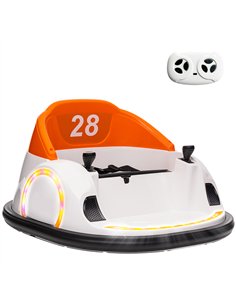 AIYAPLAY 360° Rotation Kids Bumper Car, 12V Waltzer Car with Remote Control, Dual Joysticks, Music Lights, Orange