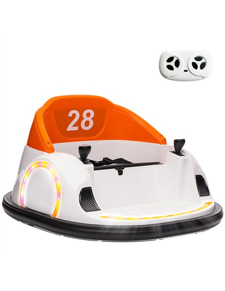 AIYAPLAY 360° Rotation Kids Bumper Car, 12V Waltzer Car with Remote Control, Dual Joysticks, Music Lights, Orange - pic 124239 | FastDaddyshop