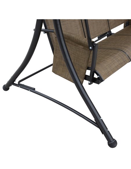 Outsunny 3 Person Outdoor Patio Porch Swing Chair with High Back Design, Side Pouches and Adjustable Canopy, Brown - pic 12424 | FastDaddyshop