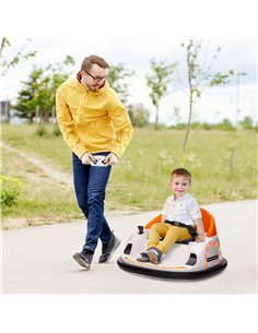 AIYAPLAY 360° Rotation Kids Bumper Car, 12V Waltzer Car with Remote Control, Dual Joysticks, Music Lights, Orange 2