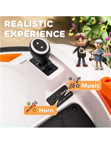 AIYAPLAY 360° Rotation Kids Bumper Car, 12V Waltzer Car with Remote Control, Dual Joysticks, Music Lights, Orange
