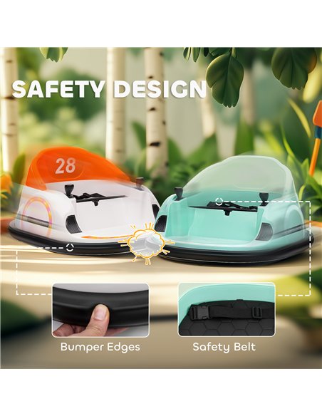 AIYAPLAY 360° Rotation Kids Bumper Car, 12V Waltzer Car with Remote Control, Dual Joysticks, Music Lights, Orange - pic 124245 | FastDaddyshop