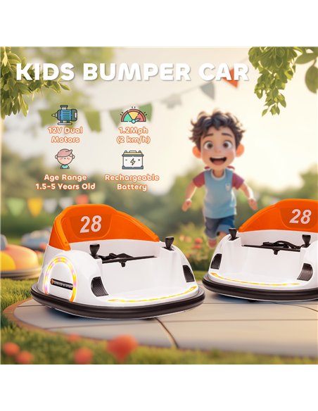AIYAPLAY 360° Rotation Kids Bumper Car, 12V Waltzer Car with Remote Control, Dual Joysticks, Music Lights, Orange - pic 124246 | FastDaddyshop
