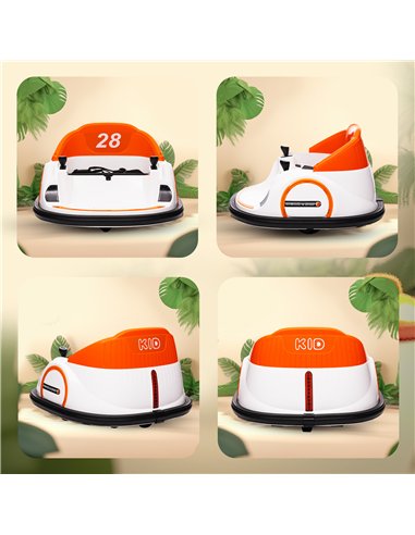 AIYAPLAY 360° Rotation Kids Bumper Car, 12V Waltzer Car with Remote Control, Dual Joysticks, Music Lights, Orange