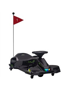 HOMCOM 12V Kids Electric Go Kart with Music, LED Lights, Slow Start, Black