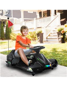 HOMCOM 12V Kids Electric Go Kart with Music, LED Lights, Slow Start, Black 2