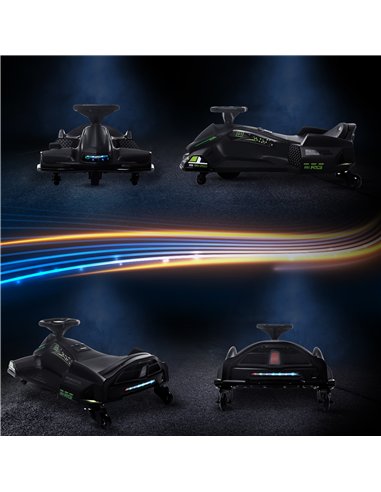 HOMCOM 12V Kids Electric Go Kart with Music, LED Lights, Slow Start, Black
