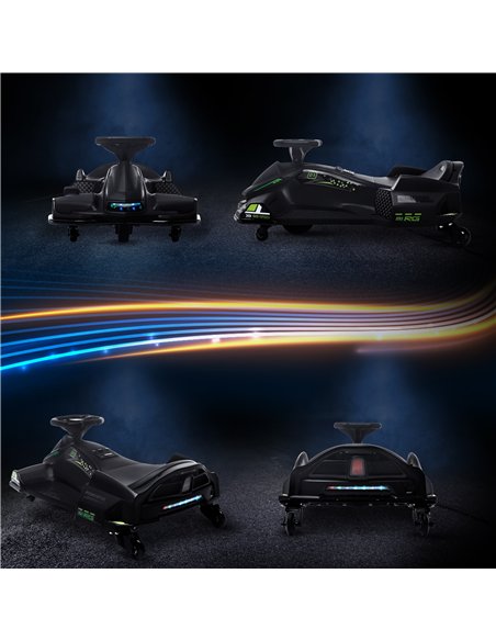 HOMCOM 12V Kids Electric Go Kart with Music, LED Lights, Slow Start, Black - pic 124255 | FastDaddyshop