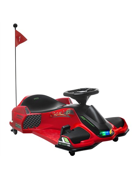 HOMCOM 12V Kids Electric Go Kart with Music, LED Lights, Slow Start, Red - pic 124257 | FastDaddyshop