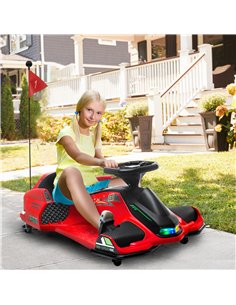 HOMCOM 12V Kids Electric Go Kart with Music, LED Lights, Slow Start, Red 2
