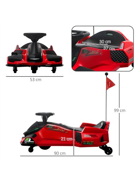 HOMCOM 12V Kids Electric Go Kart with Music, LED Lights, Slow Start, Red - pic 124259 | FastDaddyshop