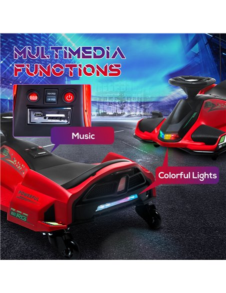HOMCOM 12V Kids Electric Go Kart with Music, LED Lights, Slow Start, Red - pic 124261 | FastDaddyshop