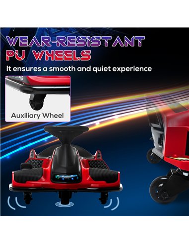 HOMCOM 12V Kids Electric Go Kart with Music, LED Lights, Slow Start, Red