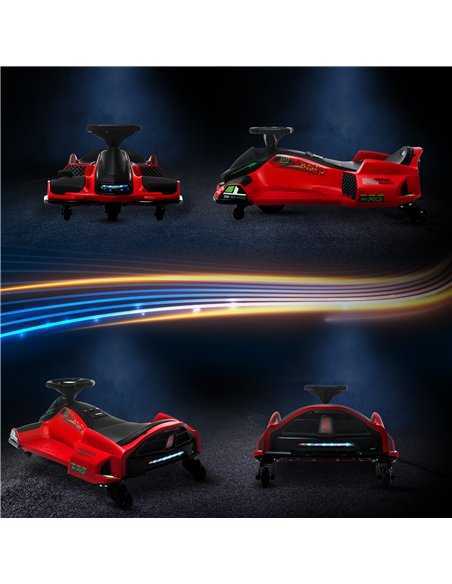 HOMCOM 12V Kids Electric Go Kart with Music, LED Lights, Slow Start, Red - pic 124264 | FastDaddyshop