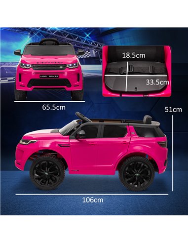 AIYAPLAY Licensed Land Rover Discovery Sport, 12V Kids Ride on Car w/ Remote Control, Lights, Music, Horn, for 3-6 Years, Pink