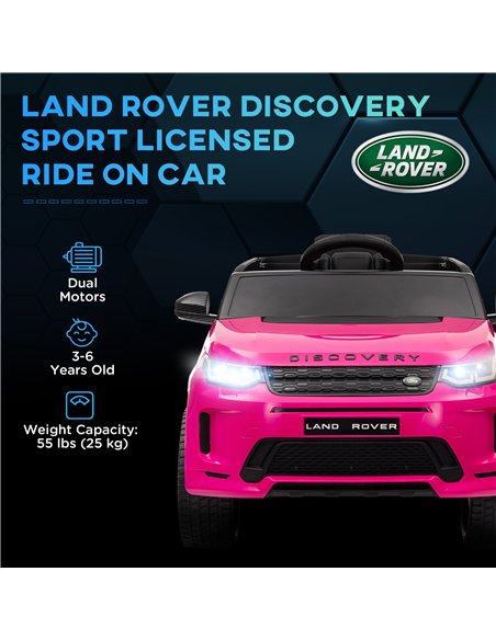 AIYAPLAY Licensed Land Rover Discovery Sport, 12V Kids Ride on Car w/ Remote Control, Lights, Music, Horn, for 3-6 Years, Pink - pic 124269 | FastDaddyshop