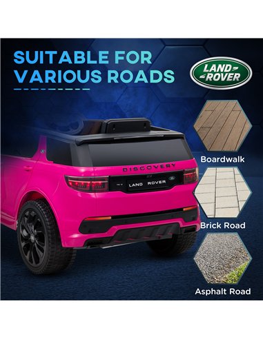 AIYAPLAY Licensed Land Rover Discovery Sport, 12V Kids Ride on Car w/ Remote Control, Lights, Music, Horn, for 3-6 Years, Pink