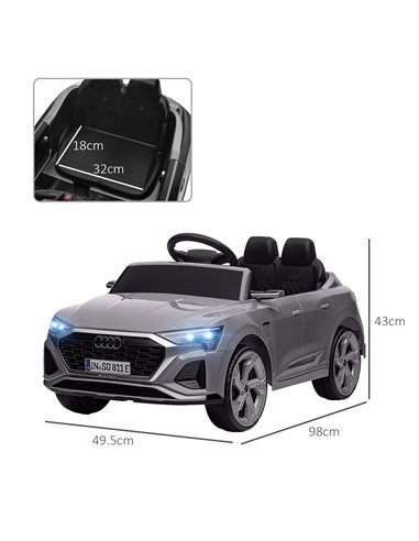 AIYAPLAY Audi Q8 e-tron Sportback Licensed 12V Ride on Car w/ Remote, 4 Spring Suspension Wheels, Headlights, Music, Horn - Grey