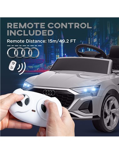 AIYAPLAY Audi Q8 e-tron Sportback Licensed 12V Ride on Car w/ Remote, 4 Spring Suspension Wheels, Headlights, Music, Horn - Grey